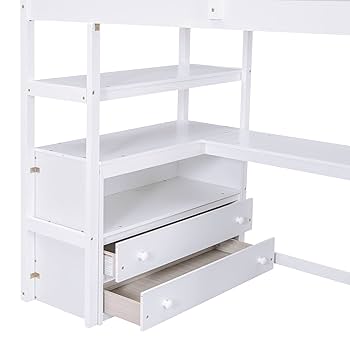 Amazon.com: Merax Stairway Twin Size Loft Bed with L Shape